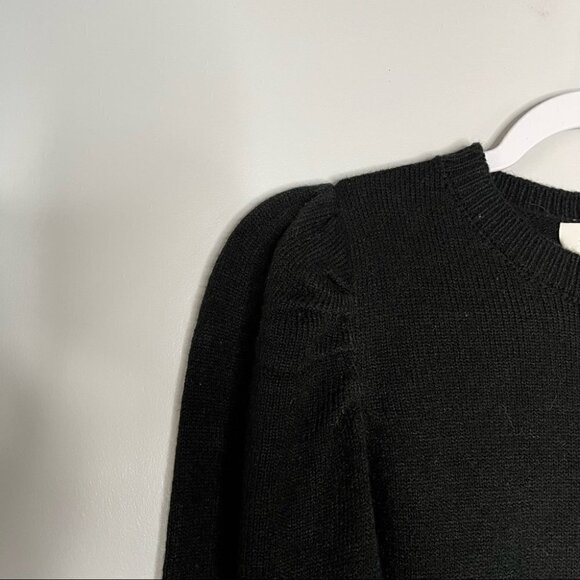 Wayf Lola Puff Sleeve Black Sweater Dress - Picture 3 of 7
